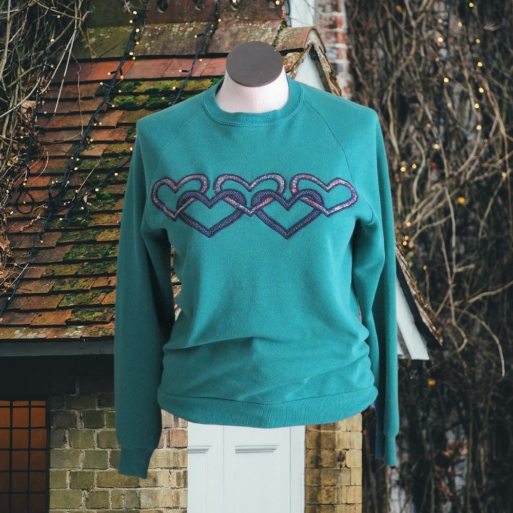 Vintage 90s Jerzees Sweatshirt with Heart Applique
